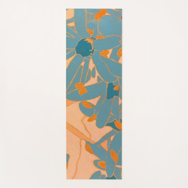 Contemporary Leaf Design in Peach  Yoga Mat (Front)