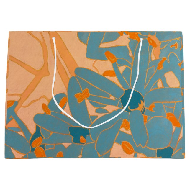 Contemporary Leaf Design Peach Large Gift Bag (Front)