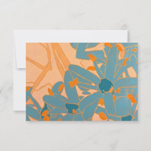 Contemporary Leaf Design Peach Thank You Card (Front)