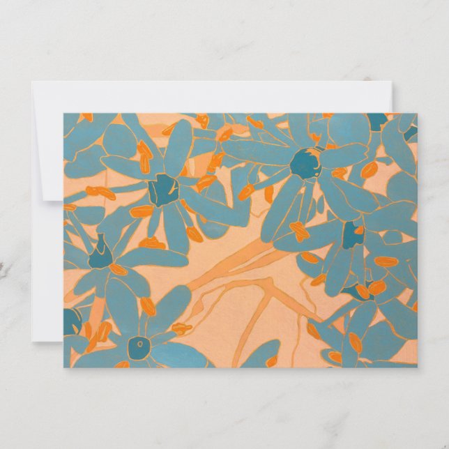 Contemporary Leaf Design Peach Thank You Card (Front)