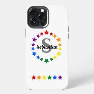 Contemporary LGBT Gay Pride Stars Monogram & Name iPhone 13 Pro Max Case