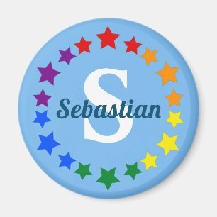 Contemporary LGBT Gay Pride Stars Monogram & Name  Magnet