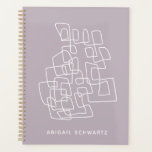 Contemporary Lilac Abstract Line Art Personalised Planner<br><div class="desc">Contemporary modern art illustration with abstract line drawing in white on a lilac background.</div>