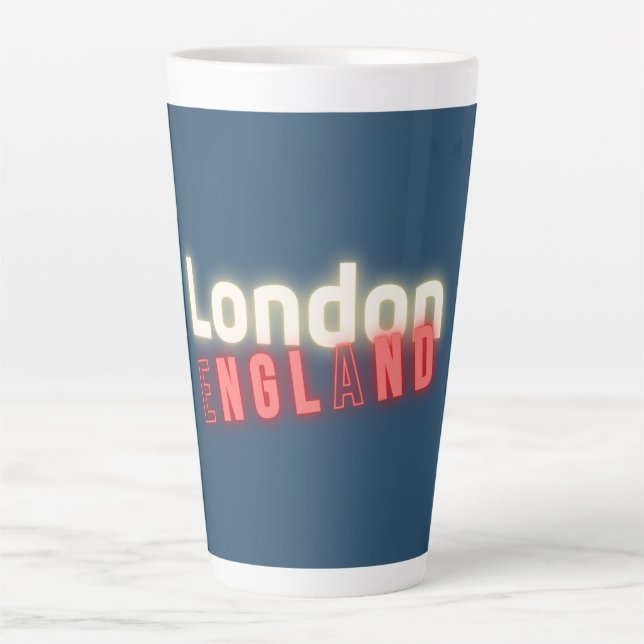 Contemporary London Neon Lights Typography  Latte Mug (Front)