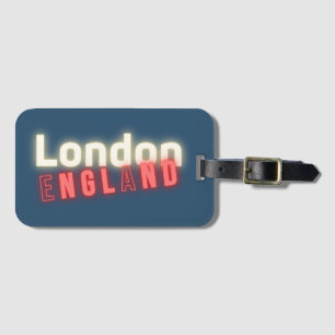 Contemporary London Neon Lights Typography  Luggage Tag