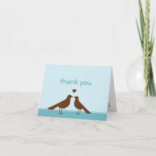 Contemporary love birds blue brown thank you