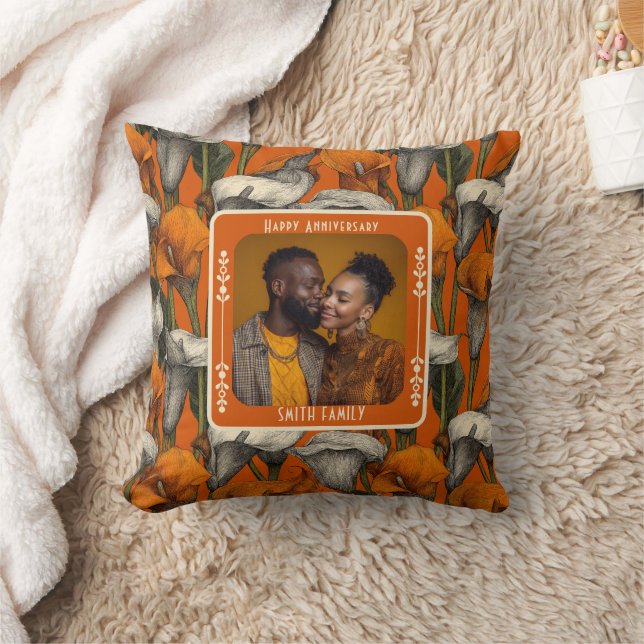Contemporary Lovebird 5Th Anniversary Throw Pillow (Blanket)