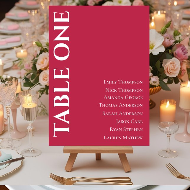  Contemporary Magenta Wedding Table Seating Chart (Contemporary Magenta Wedding Table Seating Chart)