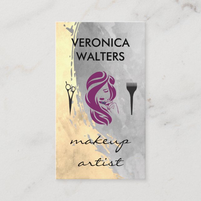Contemporary Make Up and Hair Business Card (Front)