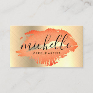 Contemporary Makeup Artist   Kiss Stain Metallic Business Card