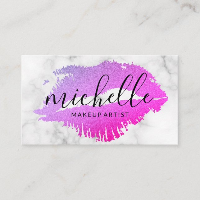 Contemporary Makeup Artist Marble Business Card (Front)