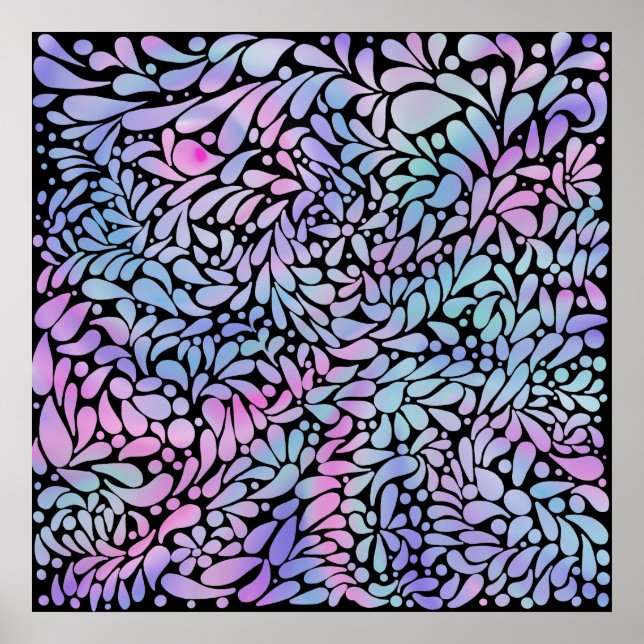 Contemporary mermaid coloured petals canvas print (Front)