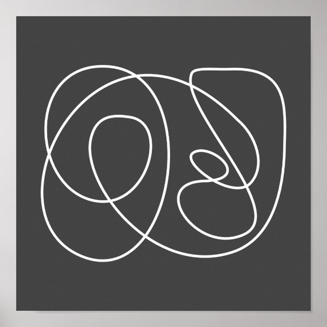 Contemporary Minimalist Abstract Line Black White Poster (Front)