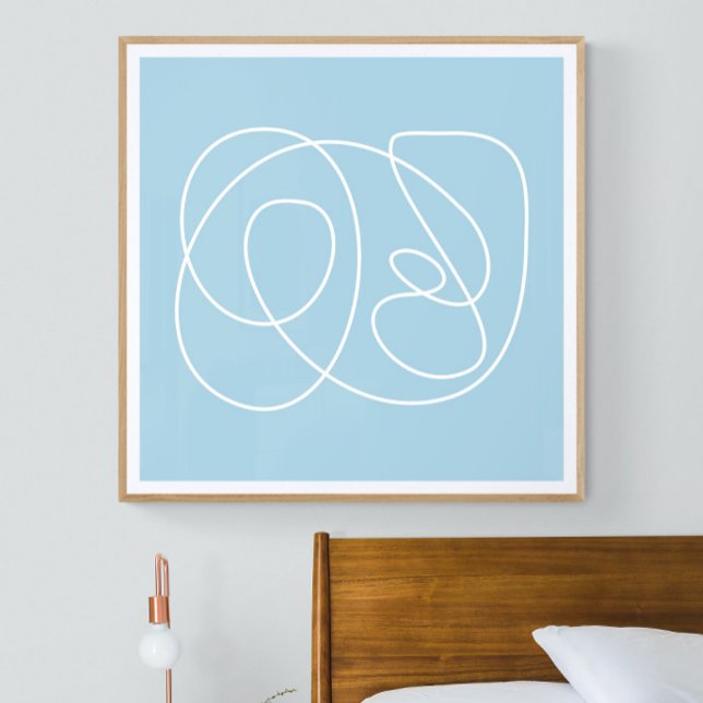 Contemporary Minimalist Abstract Line Pastel Blue Poster (Creator Uploaded)
