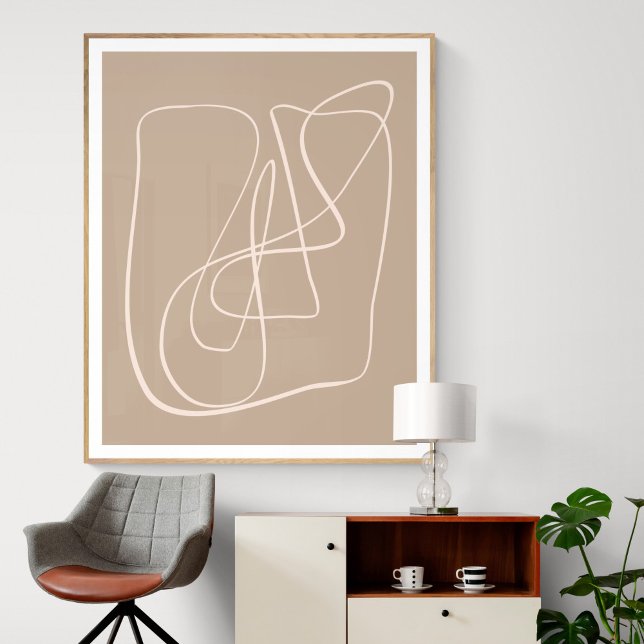 Contemporary Minimalist Abstract Taupe Brown Line  Poster (Creator Uploaded)