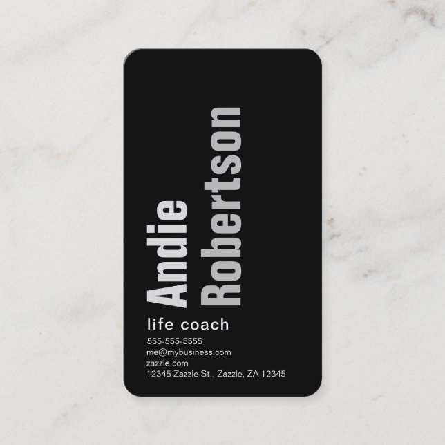 Contemporary Minimalist black grey Business Card (Front)