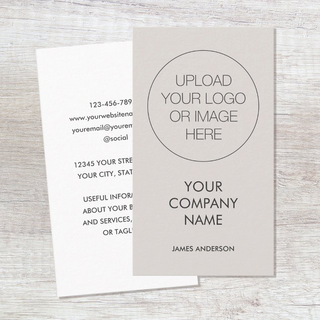 Contemporary Minimalist Custom Logo Light Grey Business Card (Creator Uploaded)