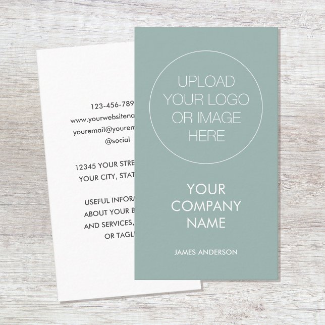 Contemporary Minimalist Custom Logo Sage Green Business Card (Creator Uploaded)