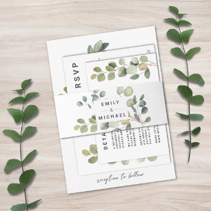Contemporary Minimalist Eucalyptus Invitation Belly Band