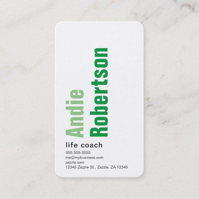 Contemporary Minimalist green Business Card (Front)
