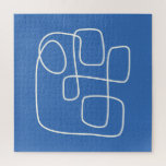 Contemporary Minimalist Line Art Drawing in Blue Jigsaw Puzzle<br><div class="desc">Contemporary Minimalist Line Art Drawing in Blue Puzzle</div>