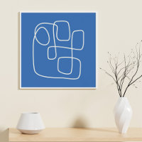 Contemporary Minimalist Line Art Drawing in Blue