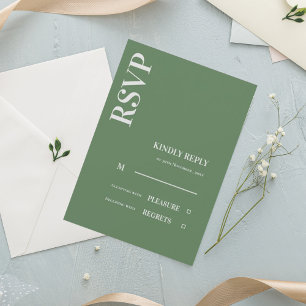 Contemporary Minimalist Sage Green Wedding RSVP Po