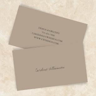 Contemporary Minimalist Script Name Tan Brown Business Card