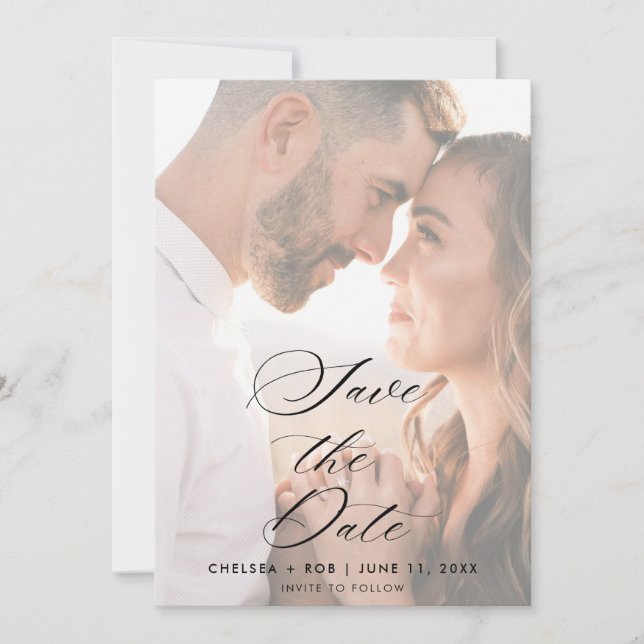 Contemporary Minimalist Wedding Photo Save the Dat Date (Front)