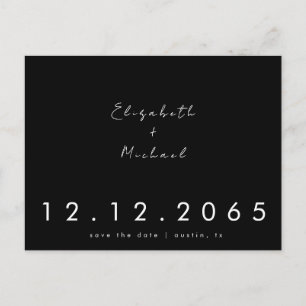 Contemporary Mixed Font Wedding B/W Save the Date  Postcard