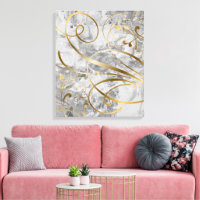 Contemporary Mixed Media Gold Swirls Flourishes