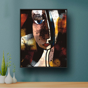 Contemporary Modern Abstract Art Face Poster