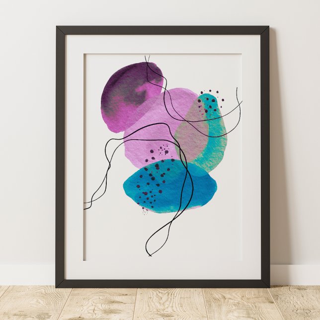 Contemporary Modern Abstract Art Purple Teal Black Poster (Creator Uploaded)