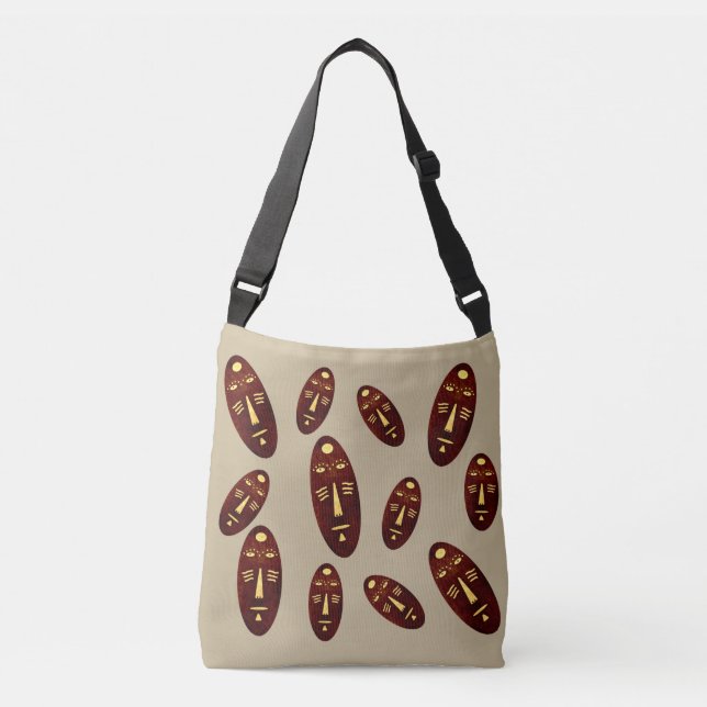 Contemporary Modern Abstract face Crossbody Bag (Front)