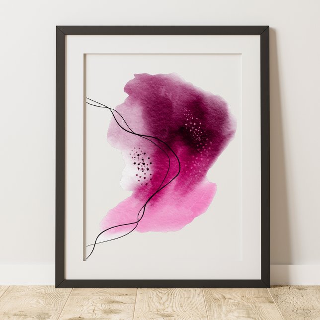 Contemporary Modern Abstract Pink Black Watercolor Poster (Creator Uploaded)
