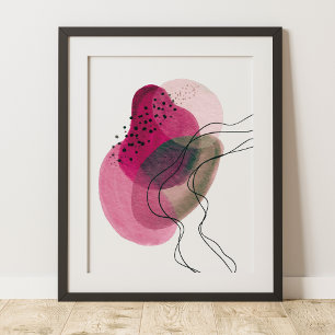 Contemporary Modern Abstract Pink Bronze Black Poster