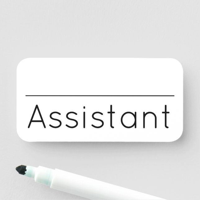 Contemporary, Modern "Assistant" Name Tag (In Situ)