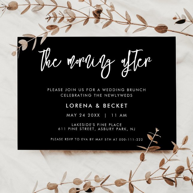 Contemporary modern black After wedding brunch Invitation (Creator Uploaded)
