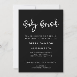 Contemporary modern black Baby Brunch Invitation