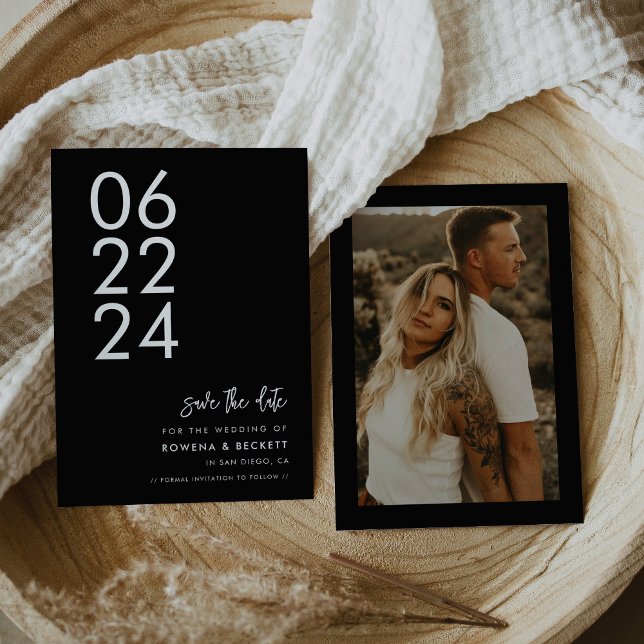 Contemporary modern black Bold Save The Date (Creator Uploaded)