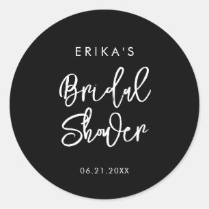 Contemporary Modern Black Bridal Shower Classic Round Sticker