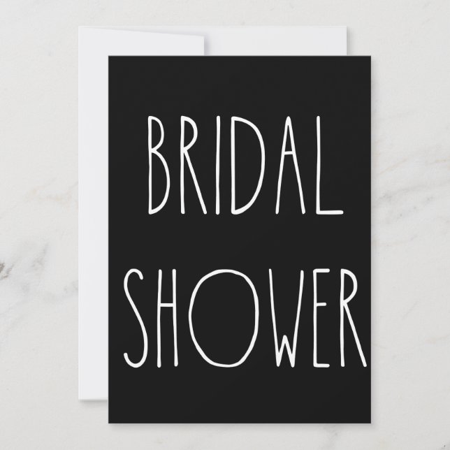 Contemporary Modern Black Bridal Shower II Invitation (Front)