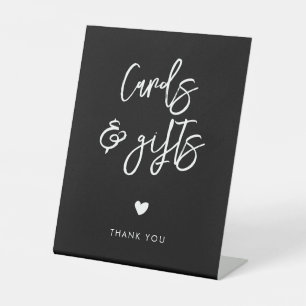 Contemporary modern black Cards & Gifts wedding Pedestal Sign