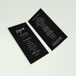 Contemporary modern black double sided slim programme<br><div class="desc">A bold and trendy typography for your wedding stationery,  simple yet elegant with a black and white theme. Fully customisable: you can change the colours of the font and background if needed.</div>