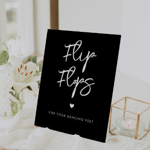 Contemporary modern black Flip Flops wedding Pedestal Sign