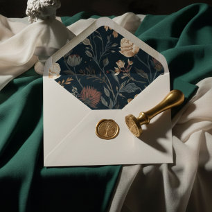 Contemporary Modern Black Floral Wedding Envelope