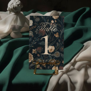 Contemporary Modern Black Floral Wedding Table Number