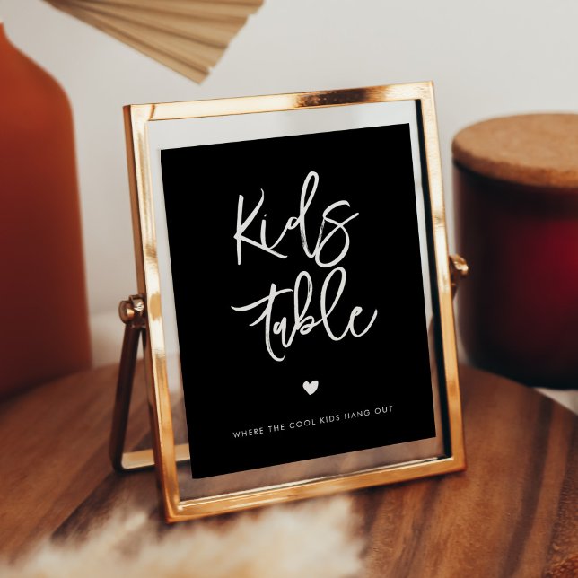 Contemporary modern black Kids table wedding sign (Creator Uploaded)