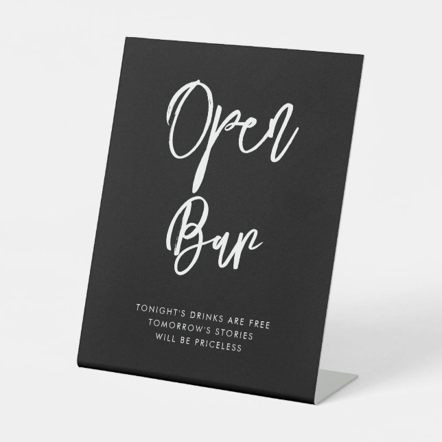 Contemporary modern black Open Bar Pedestal Sign (Front)