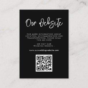 Contemporary modern black QR coe wedding website Enclosure Card